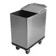 TOLVA DE ACERO INOX AISI 304 - Acabado exterior en Scotch-Brite estanco - Con ruedas - COPERCHIO 1/2 + 1/2