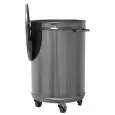 CUBO DE RESIDUOS CON RUEDAS DE ACERO INOX - Estructura de forma cilíndrica de acero INOX AISI 304 - TAPADERA ESTAMPADA - Ruedas pivotantes