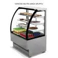 VITRINA NEUTRA (NO REFRIGERADA) PARA PASTELERÍA - MOD. EVO_VTIXNEU - DE ACERO INOX - CRISTAL FRONTAL ABATIBLE Y PUERTAS CORREDERAS POSTERIORES DE CRISTAL AISLANTE TEMPLADO - CRISTALES LATERALES DE CRISTAL AISLANTE - N. 3 BALDAS DE CRISTAL CON ILUMINACIÓN 