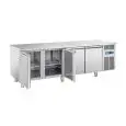 MESA REFRIGERADA DE ACERO INOX - PARA PASTELERÍA - MOD. PA 4100 - N. 4 PUERTAS - VENTILADO - CAPACIDAD Lt. 750 - TEMPERATURA 0° / +8° C - DIM. Cm L 248 x P 80 x H 85 - CE
