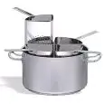 CACEROLA DE ACERO INOX 18/10 EQUIPADA CON N. 4 COLADOR DE PASTA - COMPATIBLE CON COCINAS DE INDUCCIÓN