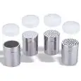 TARRO PARA ESPECIAS DE ACERO INOX CON TEJIDO Y TAPA DE PLÁSTICO - MEDIDAS ø cm. 7x9,6h
