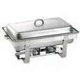 DEDRA CHAFING DISH GASTRONORM 1/1 (H mm. 65) CON TAPA NORMAL DE ACERO INOX - EQUIPADO CON 2 QUEMADORES (gel combustible excluido) - CAPACIDAD Lt. 8,5 - MEDIDAS mm. L 610 x P 360 x 300 h
