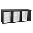 EXPOSITOR REFRIGERADO DE ACERO - Mod. QBG 300 - Temperatura +2°/+8°C - Capacidad lt. 500 - Alimentación MONOFÁSICAV230/1 - POTENCIA W 373 - DIMENSIONES cm. L 208,5 x P 53,5 x h 86 - Peso Kg. 121