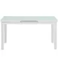 Mesa - color blanca - Estructura en aluminio pintado, tablero extensible en vidrio templado antiarañazos - Modelo 1807-SD80W
