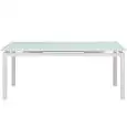 Mesa - color blanco - Estructura en aluminio pintado, tablero extensible en vidrio templado antiarañazos - Modelo 1810-SD85W-01