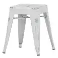 Sgabello - color blanco - ​Estructura en metal pintado, efecto envejecido - Modelo 1832-BS18AW