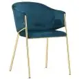 Poltroncina - color blu - ​Estructura en metal ottonato, seduta e schienale imbottiti, rivestimento en tessuto o velluto - Modelo 1938-UK01-blue-velluto