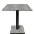 Mesa con superficie cuadrada - acabado brooklyn oscuro - columna negra - Modelo 225-HPQ-403 - con base H 73 cm