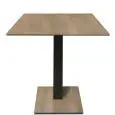 Mesa con tapa cuadrada - acabado cañón - Columna negra - Modelo 225-HPQ-403 - con base H 73 cm