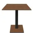 Mesa con tapa cuadrada - acabado cobre - Columna negra - Modelo 225-HPQ-403 - con base H 73 cm