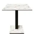 Mesa con tapa cuadrada - acabado blanco Karara - Columna negra - Modelo 225-HPQ-403 - con base H 73 cm