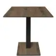 Mesa con tapa cuadrada - acabado de pintura antigua - Columna negra - Modelo 225-HPQ-403 - con base H 73 cm