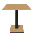 Mesa con tapa cuadrada - acabado urbano de teca - Columna negra - Modelo 225-HPQ-403 - con base H 73 cm