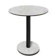 Mesa con tapa redonda - acabado claro Brooklyn - Columna negra - Modelo 227-HPR-403 - con base H 73 cm