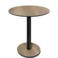 Mesa con tapa redonda - acabado cañón - columna negra - Modelo 227-HPR-403 - con base H 73 cm