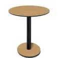 Mesa con tapa redonda - acabado urbano de teca - Columna negra - Modelo 227-HPR-403 - con base H 73 cm