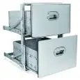 CAJÓN DE ACERO INOXIDABLE 1/2 - Línea 3000 - Mod 3024 - Orificio en el banco de cm L 44 x 59 H - Profundidad del cajón de 49,5 cm