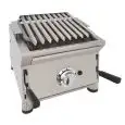 Barbacoa de GAS de piedra volcánica - Mod 40BAR - Potencia 5,5 kw - Parrilla pavonada (AxF) 302x396 mm - Quemadores n 2 - Dimensiones A 385 x F 587 x H 364 mm - Peso 25 kg