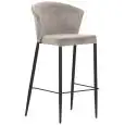 Sgabello - color gris - Estructura en metal pintado, seduta e schienale imbottiti, rivestimento en velluto - Modelo 540-greige