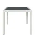 Mesa - color blanco - Estructura en aluminio, rivestimento en piattina di polietileno, tablero en vidrio templado - Modelo 561-MCQ80W