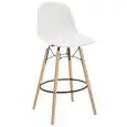 Sgabello - color blanca - Estructura en madera de haya e metal pintado, scocca en polipropileno - Modelo 599-DP3-01