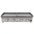 Plancha Doble de Gas de acero laminado 6mm - Mod 6060PGLLN - Potencia 5,5 + 5,5 kw - Superficie útil AxF 600x400 + 600x400 mm - Quemadores n 2+2 - Dimensiones A 1206 x F 450 x H 233 mm - Peso 44 kg
