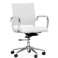 Poltrona ufficio - color blanco - Estructura en metal cromado, seduta imbottita, rivestita en ecopelle, schienale en textilene - Modelo 612-ZW4-blanco