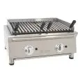 Parrilla de GAS VASCA de piedra volcánica - Mod 70VASN - Potencia 11 kw - Parrilla (AxF) 610x396 mm - Quemadores n 4 - Dimensiones A 692 x F 587 x H 364 mm
