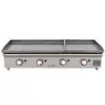Plancha Doble de Gas de acero laminado 6mm - Mod 8040PGLLN - Potencia 8,25 + 2,75 kw - Superficie útil AxF 800x400 + 400x400 mm - Quemadores n 3+1 - Dimensiones A 1206 x F 450 x H 233 mm - Peso 44 kg