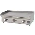Plancha de Gas de acero rectificado 15mm - Mod 80PGRN - Potencia 8,25 kw - Superficie útil AxF 800x400 mm - Quemadores: nº 3 - Dimensiones A 806 x F 450 x H 280 mm - Peso 60 kg