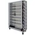 Asador de Pollos de Gas - mod. 8ASG - Capacidad de Pollos: 32 - 48 - Capacidad de espadas: 8 (no incluidas) - Quemadores: 8 - Potencia: 56 kw - Dimensiones A 1160 x F 450 x H 1650 mm - Peso 153 kg - CE