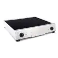 FRY TOP PROFESIONAL DE VITROCERÁMICA ELÉCTRICO - LISA con cubeta de recoge grasas - 2 ZONAS DE COCCIÓN - Mod. 999.1930 - Medidas Cm L 60 x P 60 x h 10 -  Potencia: 2 x2500W 1K - Potencia total absorbida: 5,0 Kw