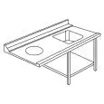 MESA DE ENTRADA CON CUBA Y AGUJERO PARA LAVAVAJILLAS DE TIPO CAMPANA - Mod ACTAVINCV - ESTRUCTURA DE ACERO INOXIDABLE AISI 304 - IZQUIERDA/DERECHA SEGÚN EL MODELO - CON ESTANTE INFÉRIEURE - EQUIPADA CON BORDE ELEVADO - PARA LAVAVAJILLAS MODELO LAPI 50 C Y
