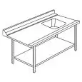 MESA DE ENTRADA CON CUBA Y BORDE ELEVADO PARA LAVAVAJILLAS DE TIPO CAMPANA - Mod ACTAVINV - ESTRUCTURA DE ACERO INOXIDABLE AISI 304 - IZQUIERDA/DERECHA SEGÚN EL MODELO - CON ESTANTE INFERIOR - PARA LAVAVAJILLAS MODELO LAPI 50 C Y LAPI 50 C PL