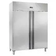 ARMARIO FRIGORÍFICO DE ACERO INOX - Estático - Mod. AK1204TN - Gastronorm 2/1 (cm 65 x 53) - N. 2 PUERTAS - Capacidad lt. 1156 - Temperatura 0°/+8°C - Dim. cm L 134 x P 81 x 201 H - CE