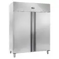 ARMARIO FRIGORÍFICO DE ACERO INOXIDABLE - VENTILADO - Mod. AK1414TN - GASTRONORM 2/1 (cm 65 x 53) - N. 2 PUERTAS - CERRADURA - CAPACIDAD LT 1400 - TEMPERATURA -2° /+8° C - Dim. cm L 148 x P 83 x h 201 - CE