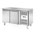 MESA REFRIGERADA DE ACERO INOX - VENTILADO - Mod. AK2104TN - GASTRONORM 1/1 (cm 53 x 32,5) - N. 2 Puertas - Cerradura - Capacidad Lt 282 - TEMPERATURA -2°/+8°C - Medidas cm. L 136 x P 70 x h 85 - CE