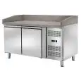MESA REFRIGERADA PARA PREPARACIÓN DE PIZZA EN ACERO INOX - Para Contenedores o Cajas de PIZZA cm 60 x 40 x 7 H - VENTILADO - Mod. CM2602TN - N. 2 Puertas Refrigeradas - TEMPERATURA -2°/+8°C - Medidas cm. L 151 x P 80 x h 105 - CE