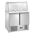 SALADETTE REFRIGERADA DE ACERO INOX - Mod. AK940G - ESTÁTICA -GASTRONORM 1/1(cm 53 x 32,5) - 2 PUERTAS REFRIGERADAS - TERMOSTATO DIGITAL - TEMPERATURA  +2º/+8ºC - Medidas cm. L 90 x P 70,5 x h 129,5 - Homologación CE