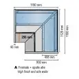 Pantalla refrigerada 90° AA FA (abierta) con vidrio recto - Conducto - Dimensiones cm L 119 x D 90 x H 126