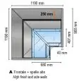 Pantalla neutra 90° CA ángulo FA (cerrado) con cristal recto - Ductible - Potencia de iluminación W 20 - Dimensiones cm L 118,8 x D 89,8 x H 126
