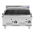 PARRILLA DE PIEDRA VOLCÁNICA A GAS DE SOBREMESA - Mod. CV7I8EOE - Potencia kW 14 - Medidas cm L 80 X F 70 X H 54,7 - Homologación CE
