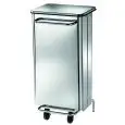 PORTA RESIDUOS RECTANGULAR DE ACERO INOX - MOD. AV4654 - Con tapas - N. 2 ruedas - Pedal - Extracción frontal del saco - Capacidad Lt. 70 - Medidas cm A 49 x F 50 x h 79