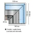 Pantalla neutra ángulo 90° AA FB (abierta) con cristal recto - Ductable - Potencia de iluminación W 20 - Dimensiones cm L 119 x P 90 x H 126