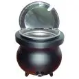 Sopera eléctrica - Mod B8001 - Cuerpo de aluminio pintado - Recipiente y tapa de acero inoxidable - Capacidad de 10 litros - Potencia de 360 W - Alimentación monofásica 220-240/1/50Hz - Medidas cm ø 35 x 36 H