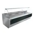 Mostrador vitrina para alimentos refrigerado - Mod BARKLY VT - Refrigeración ventilada - Temperatura mínima de trabajo °C -1/+7 - Profundidad estante exposición: 75 cm