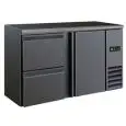 NEVERA DE RETRO BAR PARA BEBIDAS - Mod DD 221 UF - Temperatura 0°/+10°C - Capacidad lt. 315 - Alimentación monofásica V220/1 - Potencia W 320 - Medidas cm L 146,2 x P 51,3 x h 86 - Peso Kg. 89