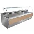 Mostrador vitrina para alimentos refrigerado - Mod BARKLY VT - Ventilado con célula de reserva refrigerada - Temperatura mínima de trabajo °C -1/+7 - Profundidad estante exposición: 75 cm
