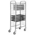 CARRO BANDEJERO GN y 60X40 - MOD. CA165 - Estructura en acero inoxidable - Guías de alambres de acero cromado - Capacidad N. 10/15 cubetas GN 1/1 (cm 53x32,5) o N. 10/15 bandejas 60x40 (según el modelo)